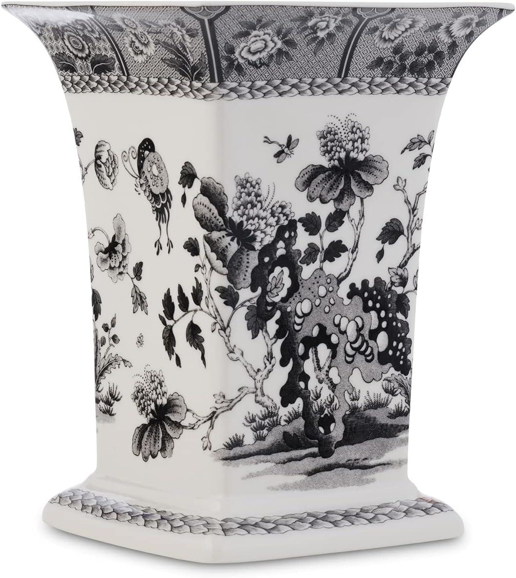 imageSpode Heritage India Square Vase  875quot Porcelain Decorative Vase with 1815 Archive Pattern Black ampamp White Classic Farmhouse Accent  Collectible Centerpiece in Gift Box