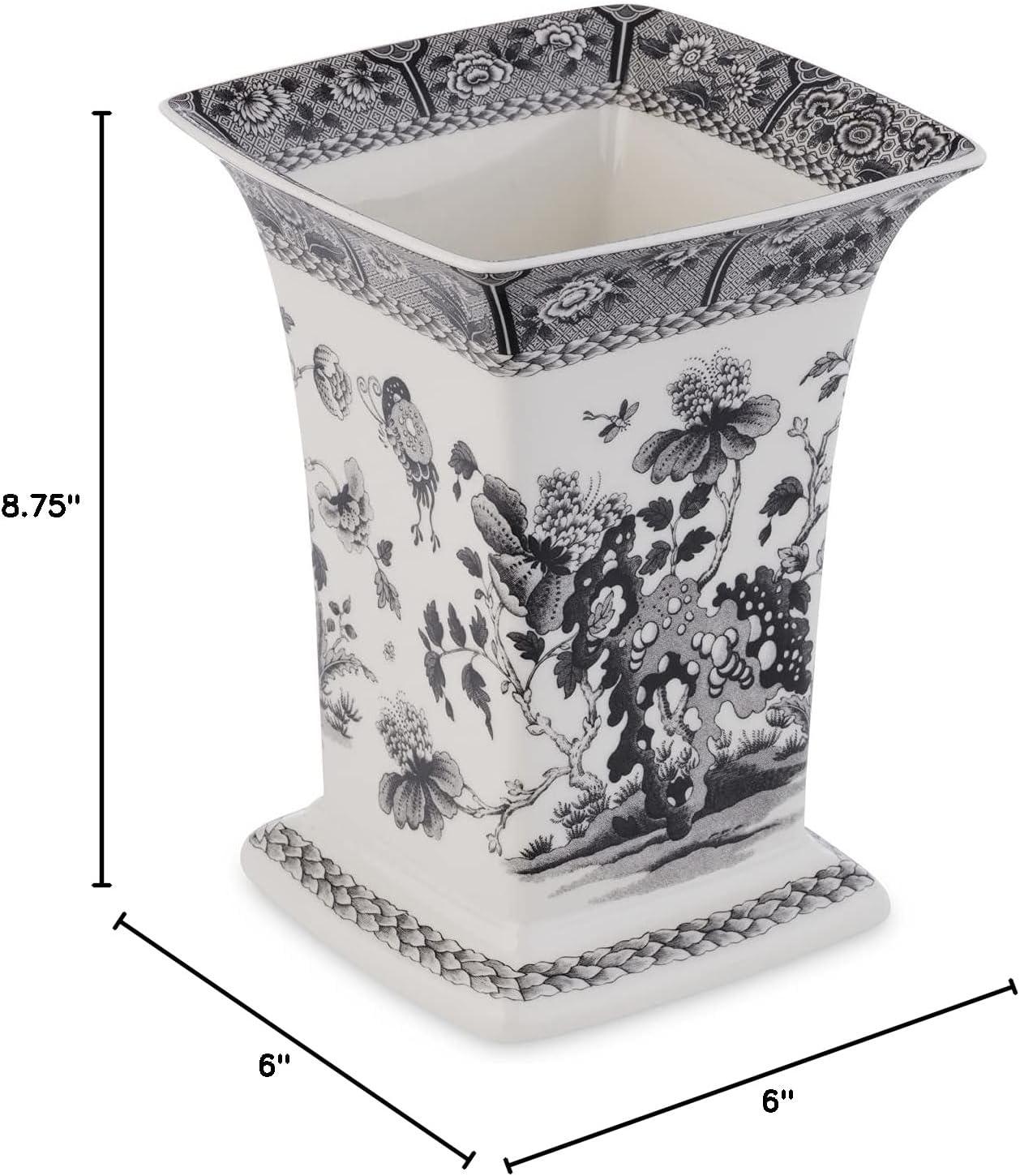 imageSpode Heritage India Square Vase  875quot Porcelain Decorative Vase with 1815 Archive Pattern Black ampamp White Classic Farmhouse Accent  Collectible Centerpiece in Gift Box