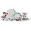 imageSpode Home Isabella 16 Piece Set  Vibrant Floral Pattern ampamp Blue Accents Fine Porcelain Plates ampamp Bowls for Casual Entertaining Weeknight Meals Spring Brunches ampamp Seasonal Celebrations Service for 4
