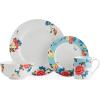 imageSpode Home Isabella 16 Piece Set  Vibrant Floral Pattern ampamp Blue Accents Fine Porcelain Plates ampamp Bowls for Casual Entertaining Weeknight Meals Spring Brunches ampamp Seasonal Celebrations Service for 4