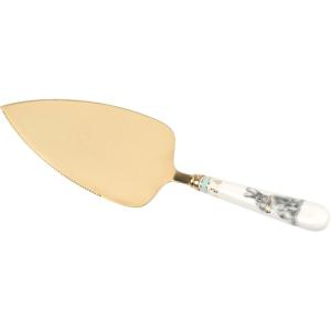 imageSpode Meadow Lane Cake Server GoldPlated Stainless Steel Dessert Knife with Porcelain Handle  Bunny Motif ampamp Gold Accents For Cakes Pies ampamp Pastries  10Inch Cake Cutter Elegant Gift Box
