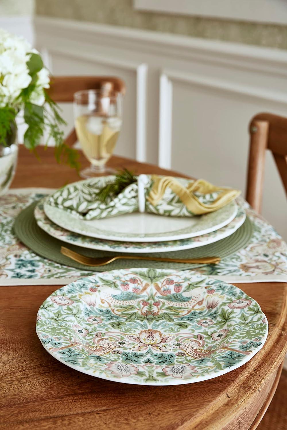 imageSpode Morris and Co Luncheon Plate  Set of 4 assorted Colors Plates for Dinner Salad and Appetizers  9Inch Plates Made of Earthenware  Serving Plate  Dishwasher Safe  Made in EnglandMulti Coloured