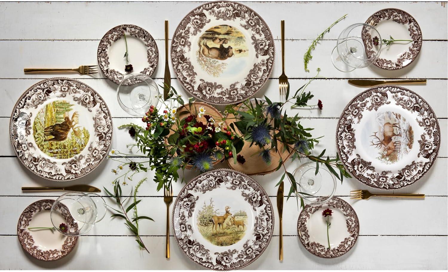 imageSpode Woodland Dinner Plate Rabbit  105 Inch  Hunting Cabin Lodge and Cottage Dcor  Made in England from Fine Earthenware  Microwave and Dishwasher SafeElk