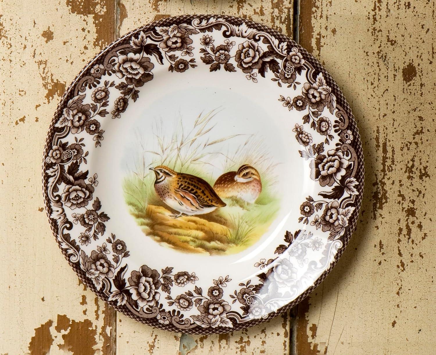 imageSpode Woodland Dinner Plate Rabbit  105 Inch  Hunting Cabin Lodge and Cottage Dcor  Made in England from Fine Earthenware  Microwave and Dishwasher SafeQuail