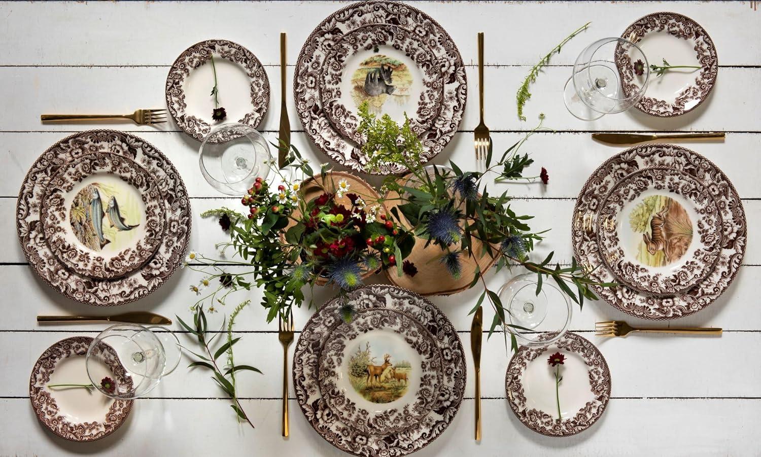 imageSpode Woodland Dinner Plate Rabbit  105 Inch  Hunting Cabin Lodge and Cottage Dcor  Made in England from Fine Earthenware  Microwave and Dishwasher SafeBlack Bear