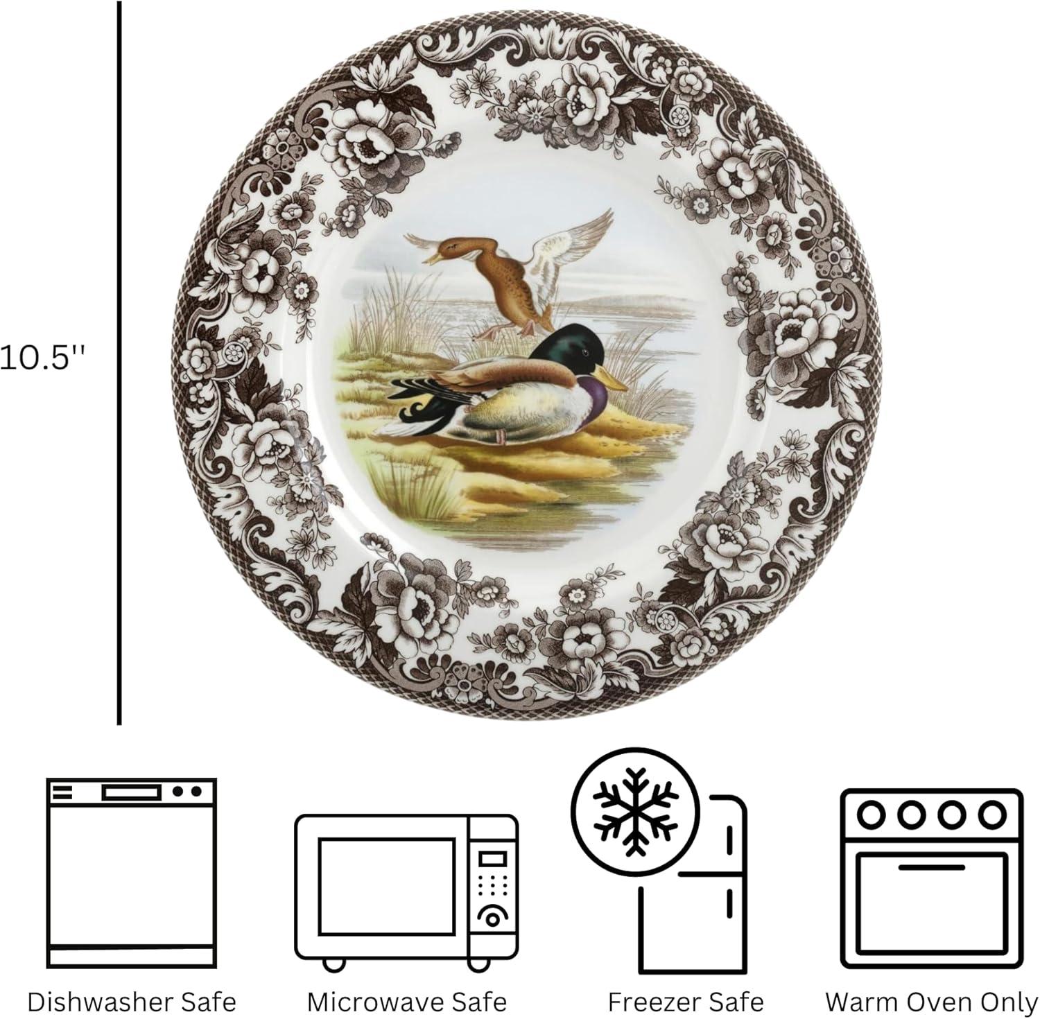 imageSpode Woodland Dinner Plate Rabbit  105 Inch  Hunting Cabin Lodge and Cottage Dcor  Made in England from Fine Earthenware  Microwave and Dishwasher SafeMallard
