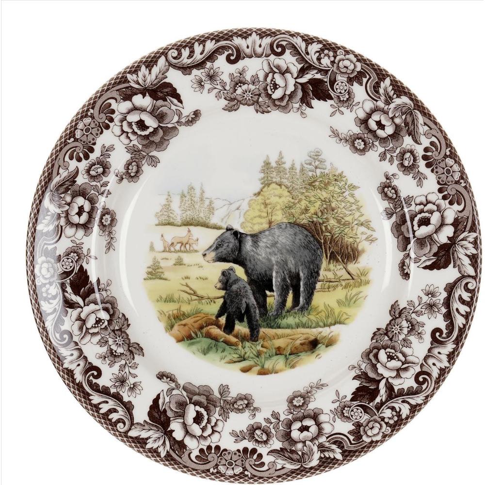 imageSpode Woodland Dinner Plate Rabbit  105 Inch  Hunting Cabin Lodge and Cottage Dcor  Made in England from Fine Earthenware  Microwave and Dishwasher SafeBlack Bear