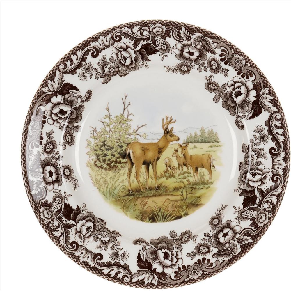 imageSpode Woodland Dinner Plate Rabbit  105 Inch  Hunting Cabin Lodge and Cottage Dcor  Made in England from Fine Earthenware  Microwave and Dishwasher SafeMule Deer