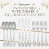 imageSpode Christmas Tree Collection 20Piece Stainless Steel Flatware Set  Holiday Cutlery Set  Dishwasher Safe Silverware  4 Dinner Forks Salad Forks Dinner Knives Tablespoons Teaspoons