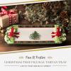 imageSpode Christmas Tree Figural Tartan Tray 12Inch Festive Serving Tray with Tartan Border Christmas Serving Tray  Fine Earthenware  Holiday Tableware for Desserts Appetizers Snacks