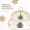 imageSpode Christmas Tree Gold Salad Plate Set of 4  8Inch Porcelain Dinner ampamp Appetizer Plate Christmas Dinnerware Microwave ampamp Dishwasher Safe Festive Collectible Seasonal Dining PlateChristmas Tree 2Tier Cake Stand