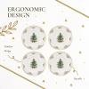 imageSpode Christmas Tree Gold Salad Plate Set of 4  8Inch Porcelain Dinner ampamp Appetizer Plate Christmas Dinnerware Microwave ampamp Dishwasher Safe Festive Collectible Seasonal Dining PlateGold Dinner Plate