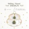 imageSpode Christmas Tree Gold Salad Plate Set of 4  8Inch Porcelain Dinner ampamp Appetizer Plate Christmas Dinnerware Microwave ampamp Dishwasher Safe Festive Collectible Seasonal Dining PlateChristmas Tree 2Tier Cake Stand