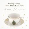 imageSpode Christmas Tree Gold Salad Plate Set of 4  8Inch Porcelain Dinner ampamp Appetizer Plate Christmas Dinnerware Microwave ampamp Dishwasher Safe Festive Collectible Seasonal Dining PlateChristmas Tree Gold Teacup and Saucer
