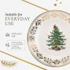 imageSpode Christmas Tree Gold Salad Plate Set of 4  8Inch Porcelain Dinner ampamp Appetizer Plate Christmas Dinnerware Microwave ampamp Dishwasher Safe Festive Collectible Seasonal Dining PlateFrench Country