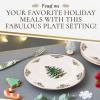 imageSpode Christmas Tree Gold Salad Plate Set of 4  8Inch Porcelain Dinner ampamp Appetizer Plate Christmas Dinnerware Microwave ampamp Dishwasher Safe Festive Collectible Seasonal Dining PlateChristmas Tree Gold 4Piece Place Setting