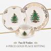 imageSpode Christmas Tree Gold Salad Plate Set of 4  8Inch Porcelain Dinner ampamp Appetizer Plate Christmas Dinnerware Microwave ampamp Dishwasher Safe Festive Collectible Seasonal Dining PlateChristmas Tree Gold 4Piece Place Setting