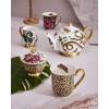 imageSpode Creatures of Curiosity 12oz Fine China Mug White Floral Pattern  Porcelain Tea ampamp Coffee Cup with 22ct Gold Handle and Rim  Elegant Vintage Inspired Drinkware Boxed for GiftingLeopard