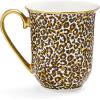 imageSpode Creatures of Curiosity 12oz Fine China Mug White Floral Pattern  Porcelain Tea ampamp Coffee Cup with 22ct Gold Handle and Rim  Elegant Vintage Inspired Drinkware Boxed for GiftingLeopard