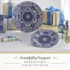 imageSpode Judaica Collection Oval Platter  14 Inch Blue ampamp White Porcelain Serving Tray for Roast Fish Vegetables Challah  Judaic Design Inspired by 1880s Manuscripts  Microwave ampamp Dishwasher SafeMazal Tov