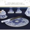 imageSpode Judaica Round Challah Tray Traditional Blue ampamp White Floral Star of David Design  Shabbat ampamp Jewish Holiday Serving Plate for Bread Pastries ampamp Fruit  115Inch Fine Porcelain Dishwasher Safe