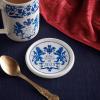 imageSpode King Charles III Coronation Single Round 10cm Coaster Blue ampamp White Pattern UK Made