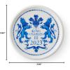 imageSpode King Charles III Coronation Single Round 10cm Coaster Blue ampamp White Pattern UK Made