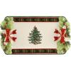 imageSpode Christmas Tree Figural Tartan Tray 12Inch Festive Serving Tray with Tartan Border Christmas Serving Tray  Fine Earthenware  Holiday Tableware for Desserts Appetizers Snacks