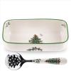 Christmas Tree Cranberry Bowl with Slotted Spoon