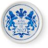 imageSpode King Charles III Coronation Single Round 10cm Coaster Blue ampamp White Pattern UK Made