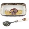 imageSpode Woodland Turkey Cranberry Dish with Slotted Spoon 8quot x 425quot  Fine Porcelain Thanksgiving Serving Dish Classic Turkey Motif Microwave ampamp Dishwasher Safe Ideal for Fall Entertaining