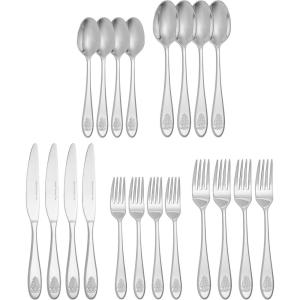 imageSpode Christmas Tree Collection 20Piece Stainless Steel Flatware Set  Holiday Cutlery Set  Dishwasher Safe Silverware  4 Dinner Forks Salad Forks Dinner Knives Tablespoons Teaspoons