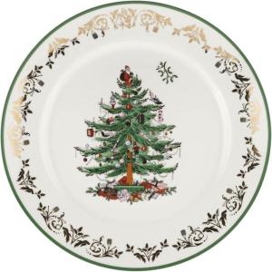 imageSpode Christmas Tree Gold Salad Plate Set of 4  8Inch Porcelain Dinner ampamp Appetizer Plate Christmas Dinnerware Microwave ampamp Dishwasher Safe Festive Collectible Seasonal Dining PlateChristmas Tree Gold Round Platter 12inch