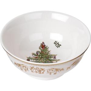imageSpode Christmas Tree Gold Salad Plate Set of 4  8Inch Porcelain Dinner ampamp Appetizer Plate Christmas Dinnerware Microwave ampamp Dishwasher Safe Festive Collectible Seasonal Dining PlateChristmas Tree Bowl  Small