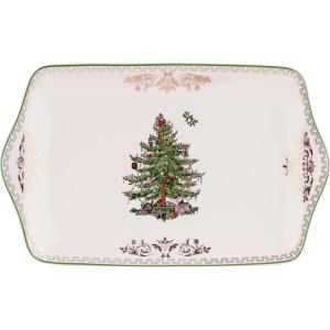 imageSpode Christmas Tree Gold Salad Plate Set of 4  8Inch Porcelain Dinner ampamp Appetizer Plate Christmas Dinnerware Microwave ampamp Dishwasher Safe Festive Collectible Seasonal Dining PlateChristmas Tree Dessert Tray