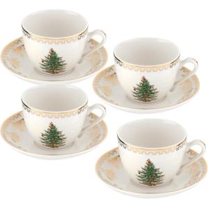 imageSpode Christmas Tree Gold Salad Plate Set of 4  8Inch Porcelain Dinner ampamp Appetizer Plate Christmas Dinnerware Microwave ampamp Dishwasher Safe Festive Collectible Seasonal Dining PlateChristmas Tree Gold Teacup and Saucer