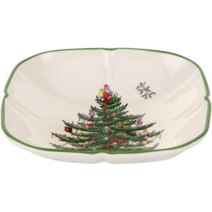 imageSpode Christmas Tree Platter  14Inch TreeShaped Serving Plate Fine Earthenware Holiday Tableware  Festive Party Server Seasonal Decor ampamp Collectible Gift  Christmas DinnerwareChristmas Tree Sculpted Square Dish