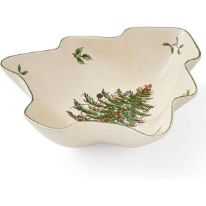 imageSpode Christmas Tree Platter  14Inch TreeShaped Serving Plate Fine Earthenware Holiday Tableware  Festive Party Server Seasonal Decor ampamp Collectible Gift  Christmas DinnerwareChristmas Tree Shaped Dish