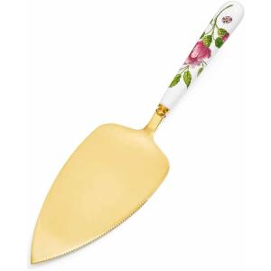 imageSpode Creatures of Curiosity Cake Knife Floral Porcelain Handle  10quot Stainless Steel Cake Server Featuring Victorian Style Details for Elegant Dessert Presentations  Great for Weddings ampamp Birthdays