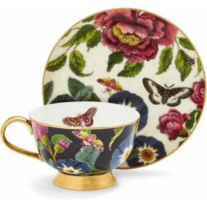 imageSpode Creatures of Curiosity Coupe Teacup ampamp Saucer Set Leopard Print  67oz Fine China Tableware with HandPainted 22ct Gold Rim ampamp Handle for Afternoon Tea Gifting or Display UseFloral