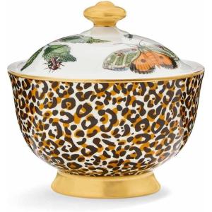 imageSpode Creatures of Curiosity Sugar Bowl with Lid  7oz Fine China Bowl with HandPainted 22Carat Gold Decal ampamp Leopard Motif  Victorian Inspired Design for Afternoon Tea or Coffee Cart Serveware