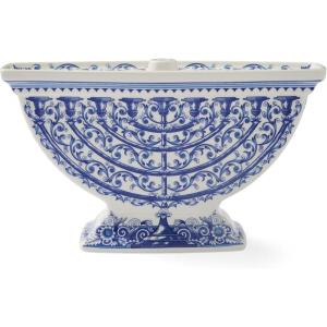 imageSpode Judaica Menorah  Artistic Floral ampamp Vine Design Hanukkah Candle Holder with Judaic Manuscript Motifs Holiday Centerpiece  6quot x 10quot Fine Porcelain Menorah Decorative Jewish Accent