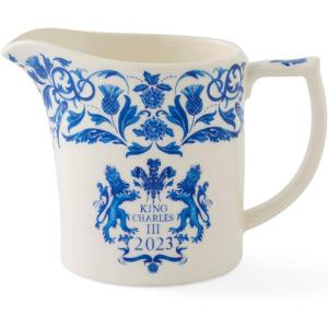 imageSpode King Charles III Coronation Commemorative Creamer Pitcher by Spode Porcelain Milk Cup for Serving Sauces Salad Dressing and Coffee Cream Dishwasher and Microwave Safe Made in England 10oz