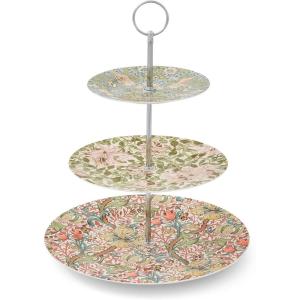 imageSpode Morris ampamp Co 3Tier Cake Stand with Metal Handle Strawberry Thief ampamp Honeysuckle Design  Porcelain  Centerpiece  Afternoon Tea Dessert Stand  Serving Cookies Scones Sandwiches and More