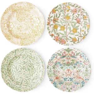 imageSpode Morris and Co Luncheon Plate  Set of 4 assorted Colors Plates for Dinner Salad and Appetizers  9Inch Plates Made of Earthenware  Serving Plate  Dishwasher Safe  Made in EnglandMulti Coloured