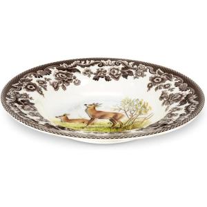 imageSpode Woodland 9quot Soup Bowl  Large Soup Bowl with Deer Motif  Shallow Bowl for Salad Pasta  Made from Fine Earthenware  Microwave and Dishwasher Safe