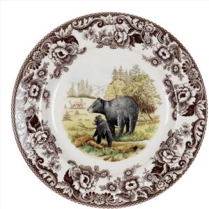 imageSpode Woodland Dinner Plate Rabbit  105 Inch  Hunting Cabin Lodge and Cottage Dcor  Made in England from Fine Earthenware  Microwave and Dishwasher SafeBlack Bear