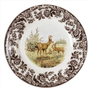 imageSpode Woodland Salad Plate 8quot Turkey Design Thanksgiving Tableware  Fine Earthenware Dishwasher ampamp Microwave Safe Classic Floral Pattern Holiday Gift for Family ampamp FriendsMule Deer