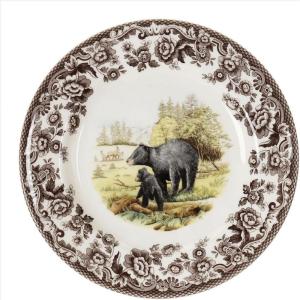imageSpode Woodland Salad Plate 8quot Turkey Design Thanksgiving Tableware  Fine Earthenware Dishwasher ampamp Microwave Safe Classic Floral Pattern Holiday Gift for Family ampamp FriendsBlack Bear