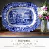 imageSpode Blue Italian Medium Oval Platter  14Inch Porcelain Serving Platter with Intricate Scroll Border ampamp Countryside Scene  Elegant Tableware for Entertaining Dining Displays Gifting CollectingOval
